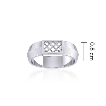 Beauty in geometry ~ Sterling Silver & Sand Brush Celtic Knot Ring TR1804